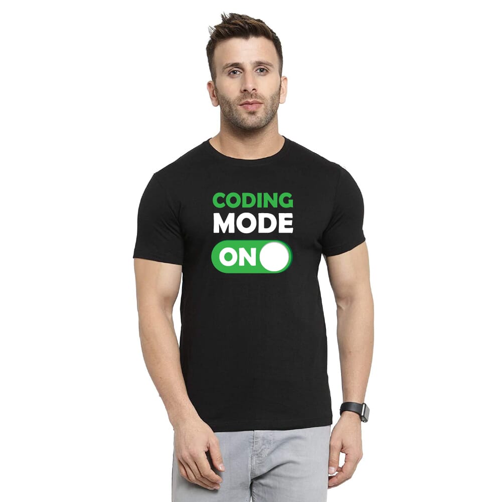Coding Mode On Unisex Biowash Tshirt - Black